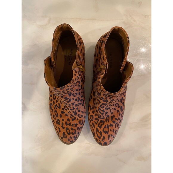 Arizona Booties Faux Cheetah Boots Print Memory Foam Women’s Size 9 Western - Picture 4 of 12